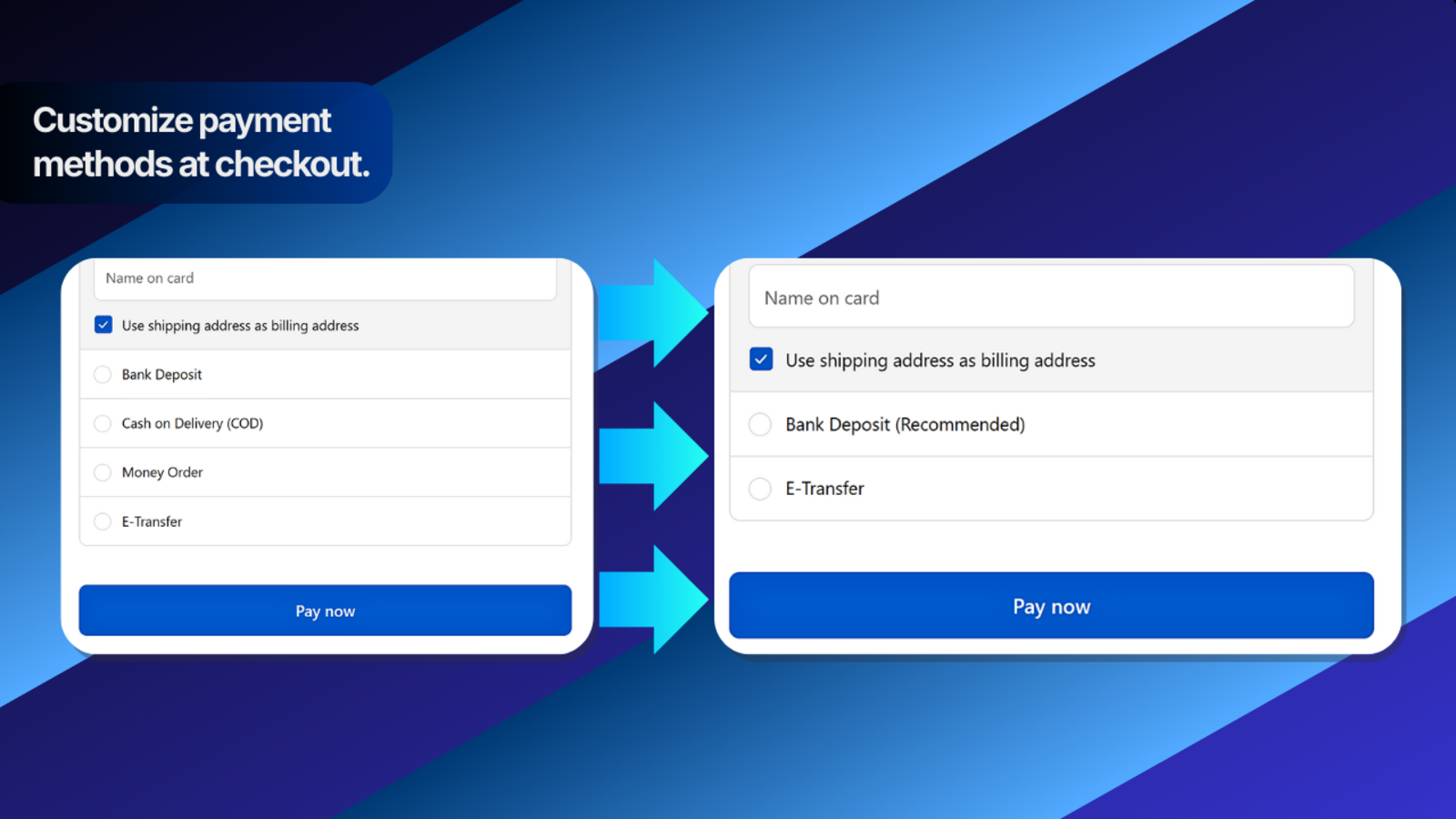 Hide Payment Methods showing rule-based Shopify checkout payment controls